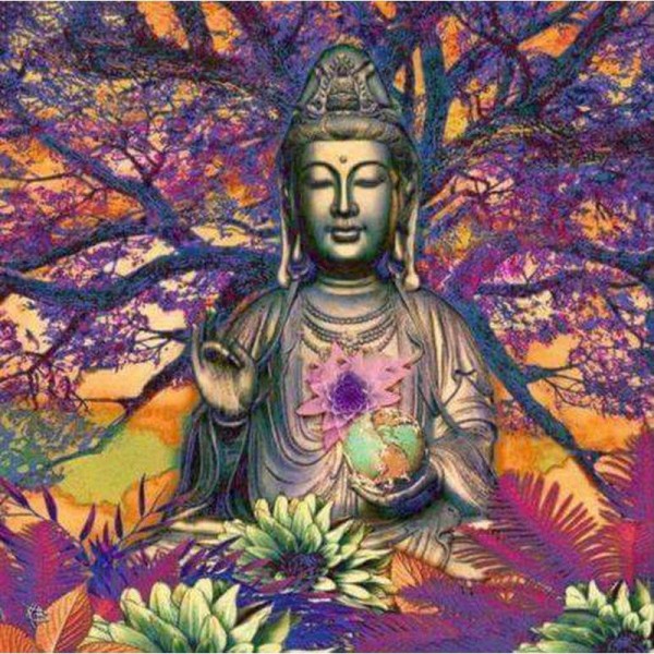 Buddha på det lila trädet